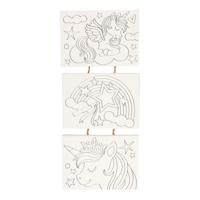 Canvas Schilderset Eenhoorn, set van 3 stuks. - thumbnail