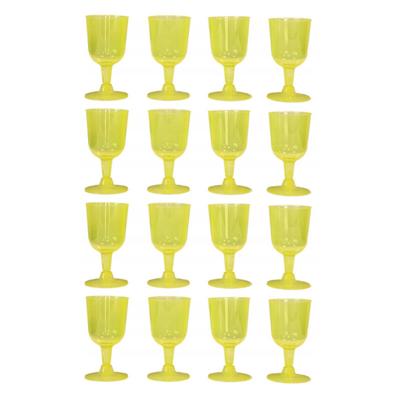 Wijnglazen - 16x - geel - kunststof - 160ml - herbruikbaar wijnglas