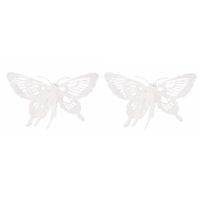 2x Kerst decoratie vlinders wit 15 x 11 cm - thumbnail