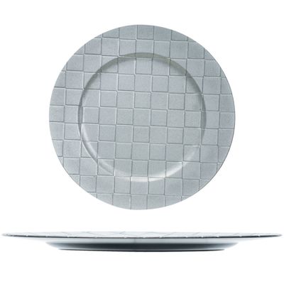1x Ronde kaarsenborden/onderborden zilver met motief 33 cm