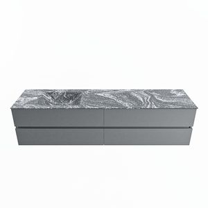 MONDIAZ VICA-DLUX 200cm badmeubel onderkast Plata 4 lades. Inbouw wastafel CLOUD links zonder kraangat, kleur Lava.