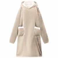VidaXL Deken hoodie beige m fleece en flanel