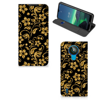 Nokia 1.4 Smart Cover Gouden Bloemen