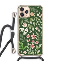 Botanical green sweet flower heaven: iPhone 11 Pro Max Transparant Hoesje met koord