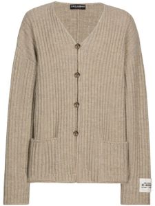 Dolce & Gabbana cardigan col v à patch logo - Tons neutres