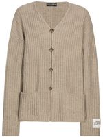 Dolce & Gabbana cardigan col v à patch logo - Tons neutres - thumbnail