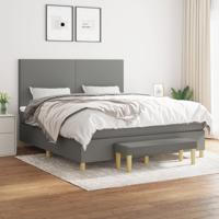 Boxspring met matras stof donkergrijs 180x200 cm