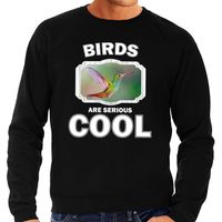 Sweater birds are serious cool zwart heren - vogels/ kolibrie vogel trui - thumbnail