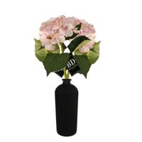 Kunstbloem Hortensia tak - 2x - roze - 48 cm - losse steel - Kunst zijdebloemen - hydrangea