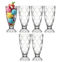 Alessandro ijscoupe Zanzibar - 6x stuks - glas - kristal - 360 ml - 18 x 8 cm - ijs glazen