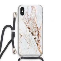 Goud marmer: iPhone XS Transparant Hoesje met koord