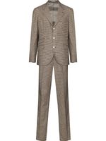 Brunello Cucinelli blazer boutonné à motif pied-de-poule - Marron