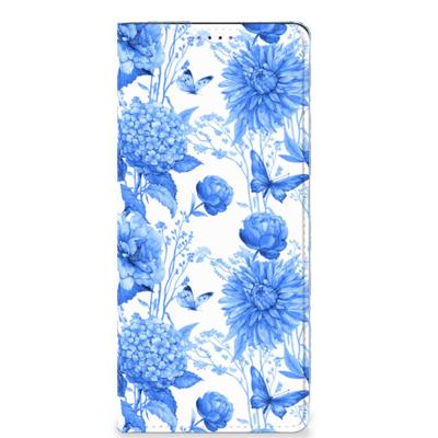 Smart Cover voor Samsung Galaxy A22 5G Flowers Blue