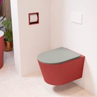 Wandcloset Mondiaz Lavie | Zonder spoelrand | Incl.Toiletzitting-Smoke | Keramiek | Fire (rood)