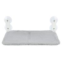 Trixie hangmat voor aan raam opvouwbaar pluche / mesh wit / grijs