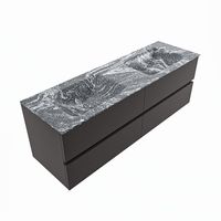 MONDIAZ VICA-DLUX 150cm badmeubel onderkast Dark grey 4 lades. Inbouw wastafel CLOUD dubbel 2 kraangaten, kleur Lava, en spiegel model SPOT - thumbnail