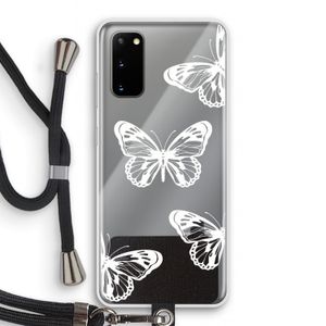 White butterfly: Samsung Galaxy S20 Transparant Hoesje met koord