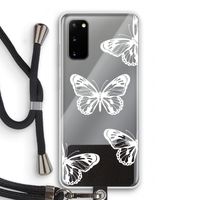 White butterfly: Samsung Galaxy S20 Transparant Hoesje met koord