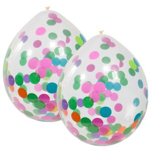 Feest ballonnen transparant met confetti - multi - 12x stuks - 30 cm