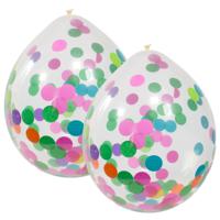 Feest ballonnen transparant met confetti - multi - 12x stuks - 30 cm