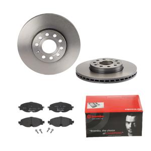 Remmenset, remschijf BREMBO, Remschijftype: Binnen geventileerd, Inbouwplaats: Vooras, u.a. für VW, Audi, Seat, Skoda