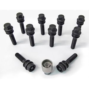 H&R Wielboutenset bolkonisch met bewegende ring R14 M14x1.50 - Lengte 43mm - Zwart - 10 stuks (bv. P HRB1454307SET