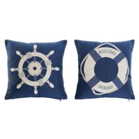 Kussen Home ESPRIT Blauw Wit 45 x 10 x 45 cm (2 Stuks)