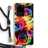 Neon bloemen: Samsung Galaxy S20 Ultra Transparant Hoesje met koord