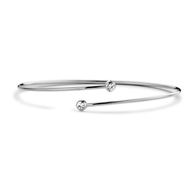 CO88 Collection 8CB 90691 Stalen Armband Dames - Bangle - Zirkonia - 58x49mm - Zilverkleurig