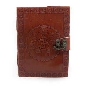 Spiritueel Notitieboekje Leer OHM Chakras (17,5 x 13 cm) - Handgemaakt