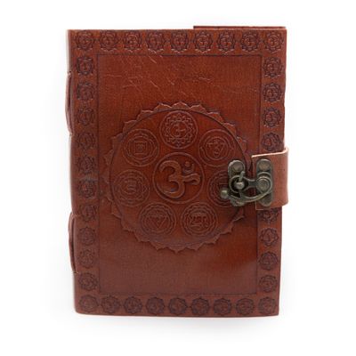 Spiritueel Notitieboekje Leer OHM Chakras (17,5 x 13 cm) - Handgemaakt