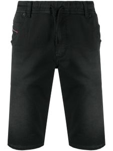 Diesel short en denim à taille à lien de resserrage - Noir