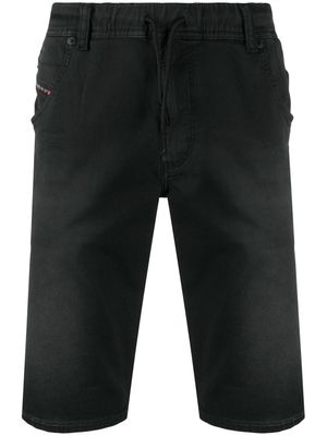 Diesel short en denim à taille à lien de resserrage - Noir