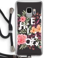 Hello in flowers: Samsung Galaxy S9 Transparant Hoesje met koord