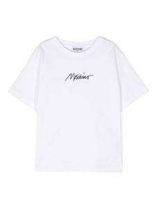 Moschino Kids t-shirt en coton à logo brodé - Blanc