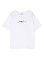 Moschino Kids t-shirt en coton à logo brodé - Blanc