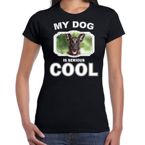 Mechelse herder honden t-shirt my dog is serious cool zwart voor dames