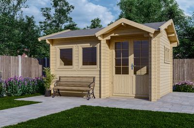 Interflex 4235 Blokhut 440x370 cm 40 mm vuren blank- Zadeldak- Onbehandeld vurenhout- Interflex