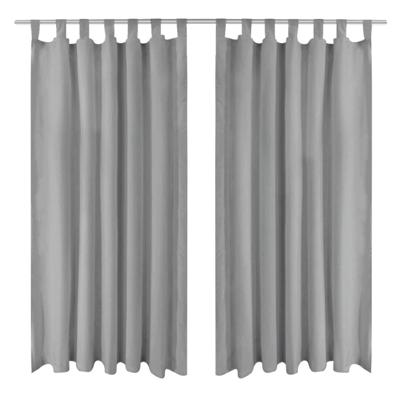 VidaXL Micro-satijnen gordijnen met lussen 140x225 cm grijs 2 st