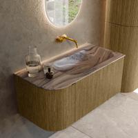 Badmeubel Mondiaz Kurve-Dlux | 95 cm | Meubelkleur Dusk | Wastafelkleur Sombra | Solid surface | Wasbak rechter zijde spoelbak | Zonder kraangat(en) Badmeubel Mondiaz Kurve-Dlux | 95 cm | Meubelkleur Dusk | Wastafelkleur Sombra | Solid surface | Wasbak rechter zijde spoelbak | Zonder kraangat(en)