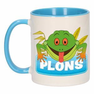Kinder kikker mok / beker Plons blauw / wit 300 ml