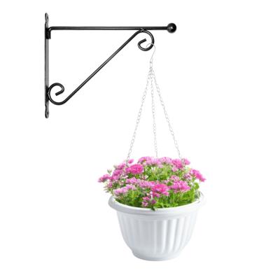 Hangpot + Muurhaak Siena - wit - D20 cm - kunststof - metaal - tuinaccessoires
