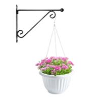 Hangpot + Muurhaak Siena - wit - D20 cm - kunststof - metaal - tuinaccessoires