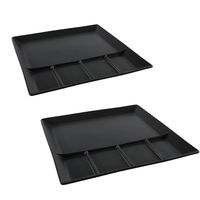 6x stuks mat zwart fondue/gourmet bord 5-vaks vierkant aardewerk 24 cm