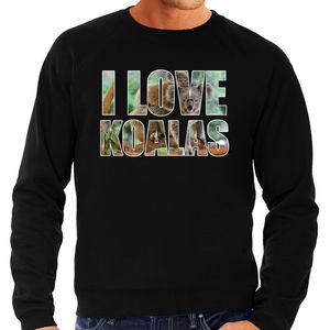 Tekst sweater I love koalas met dieren foto van een koala zwart voor heren