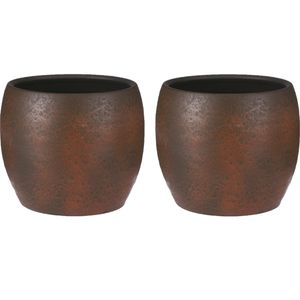 Mica Decorations Bloempot/plantenpot - 2x - roest/terracotta bruin - voor kamerplant - H31 x D33 cm