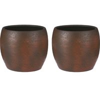 Mica Decorations Bloempot/plantenpot - 2x - roest/terracotta bruin - voor kamerplant - H31 x D33 cm