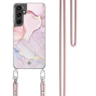 Samsung Galaxy S24 FE hoesje met rosegoud koord - Purple sky
