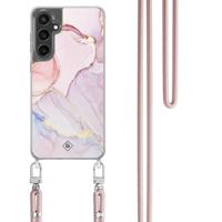Samsung Galaxy S24 FE hoesje met rosegoud koord - Purple sky