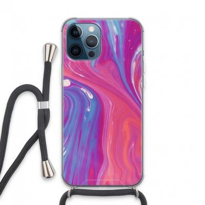 Paarse stroom: iPhone 13 Pro Max Transparant Hoesje met koord